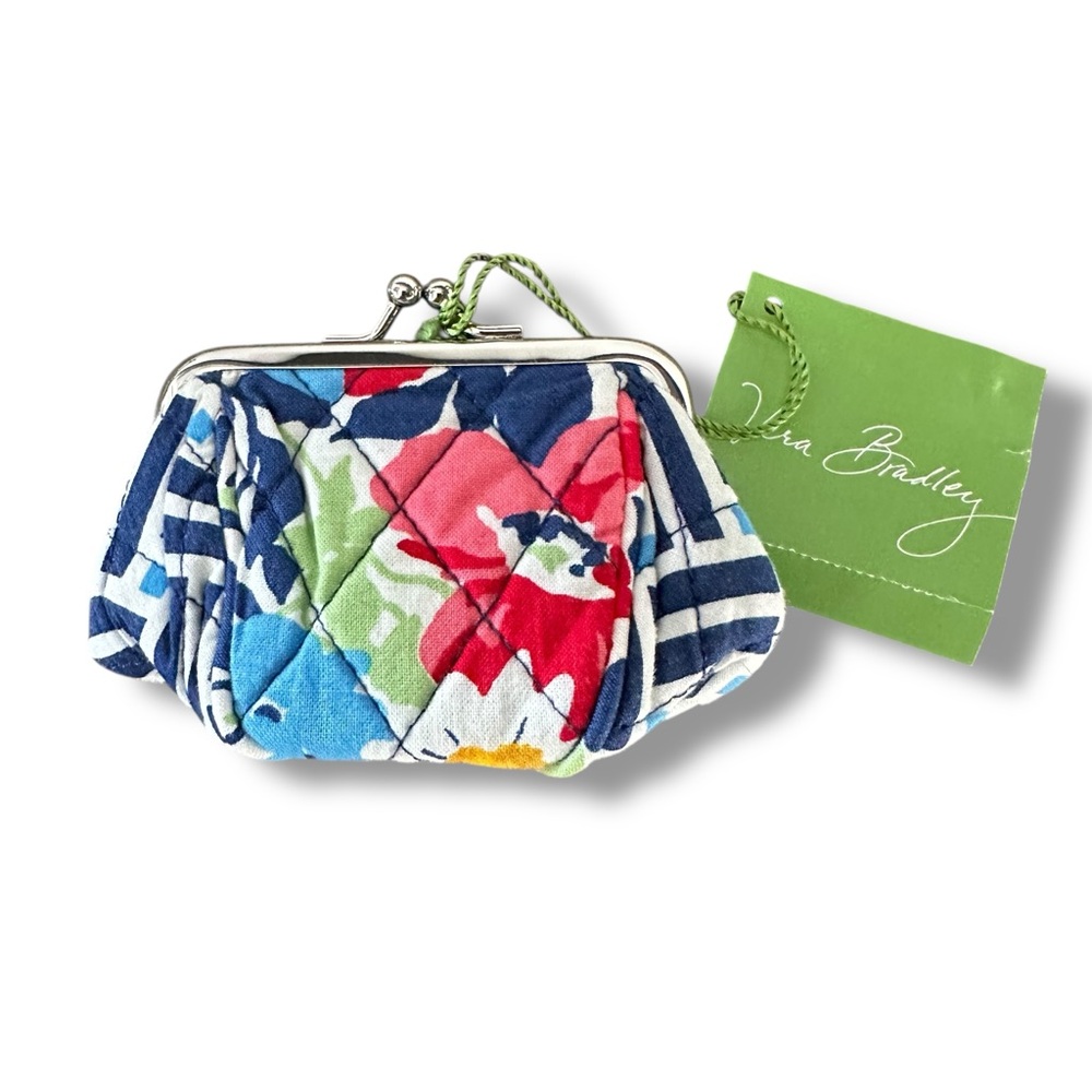 Vera Bradley Kiss Lock Petite Pouch Coin Purse NWT Summer Cottage - Picture 1 of 5